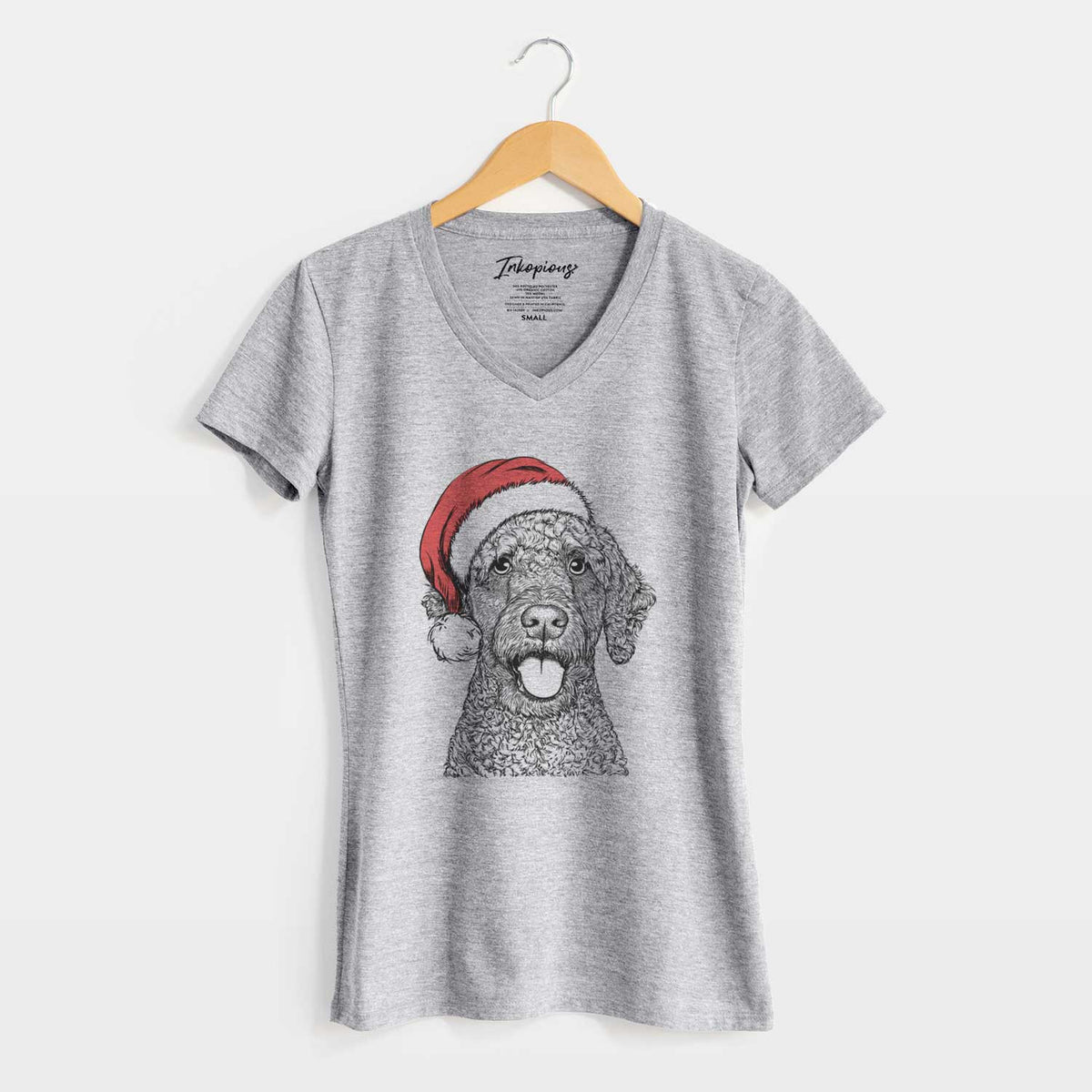 Santa Reina the Spanish Water Dog - Women's V-neck Shirt