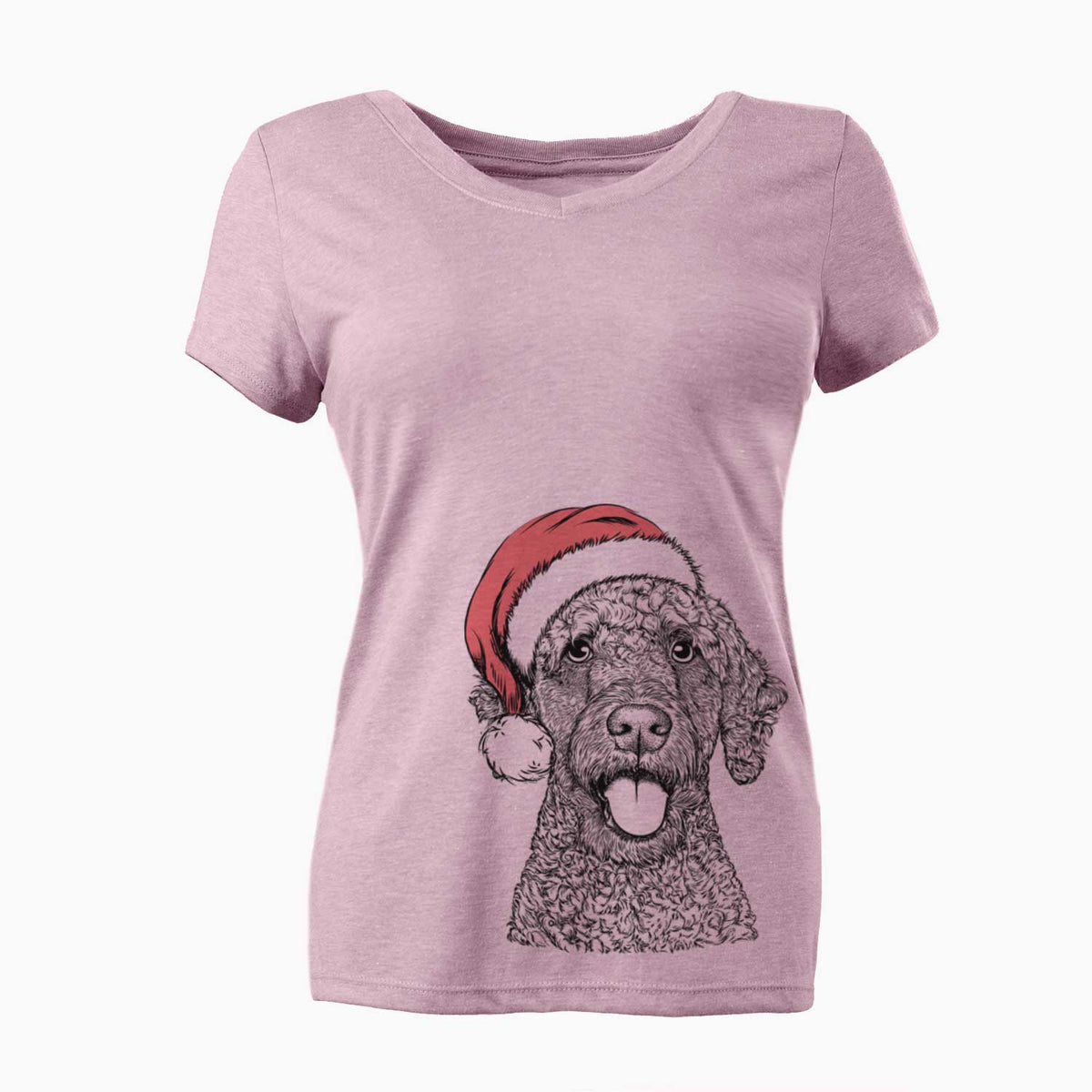Santa Reina the Spanish Water Dog - Women's V-neck Shirt
