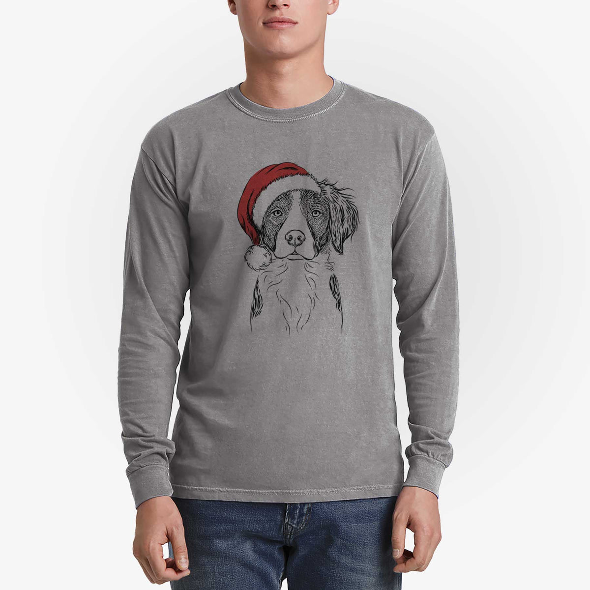 Santa Remi the Brittany - Heavyweight 100% Cotton Long Sleeve