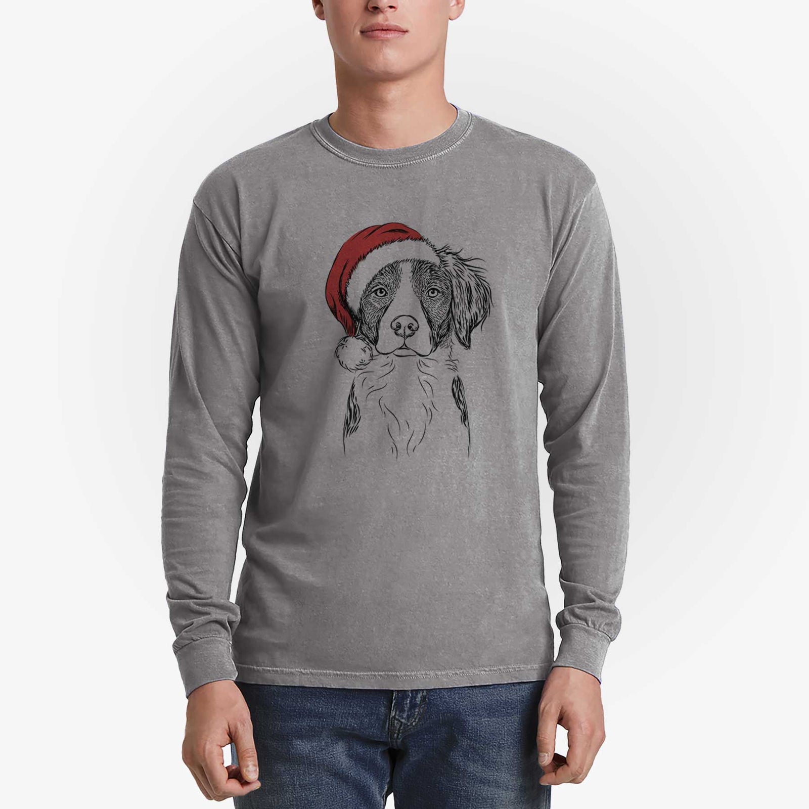 Santa Remi the Brittany - Heavyweight 100% Cotton Long Sleeve