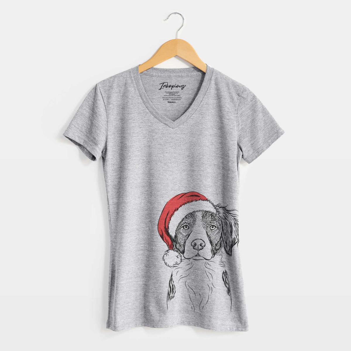 Santa Remi the Brittany - Women's V-neck Shirt