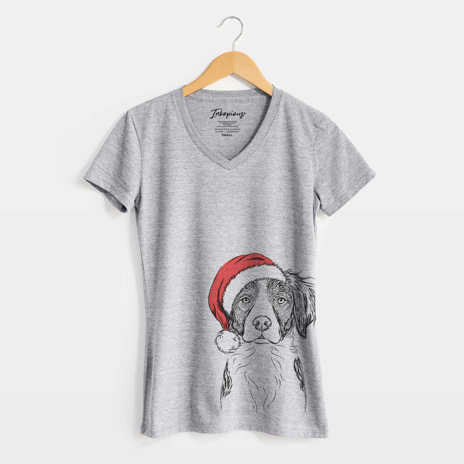 Santa Remi the Brittany - Women's V-neck Shirt