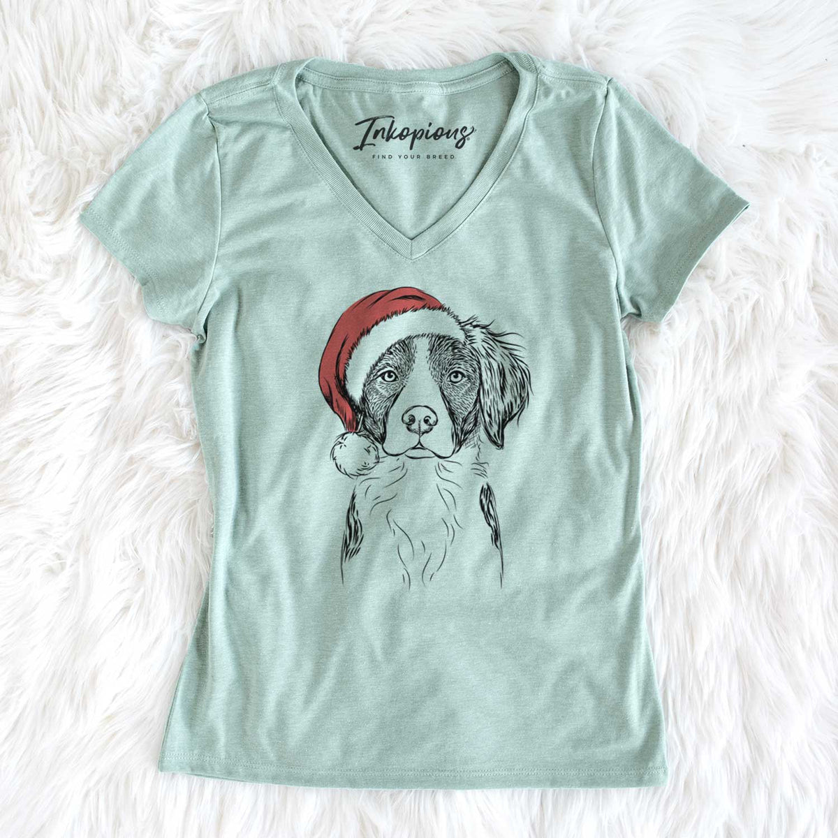 Santa Remi the Brittany - Women's V-neck Shirt