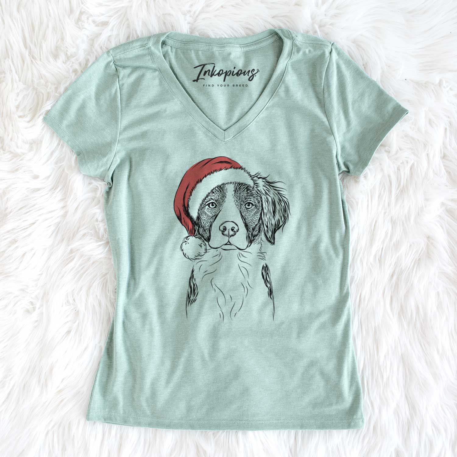 Santa Remi the Brittany - Women's V-neck Shirt