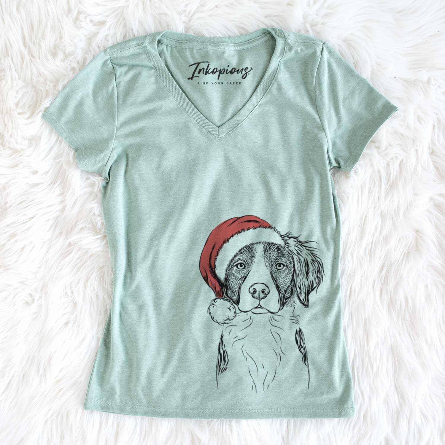 Santa Remi the Brittany - Women's V-neck Shirt