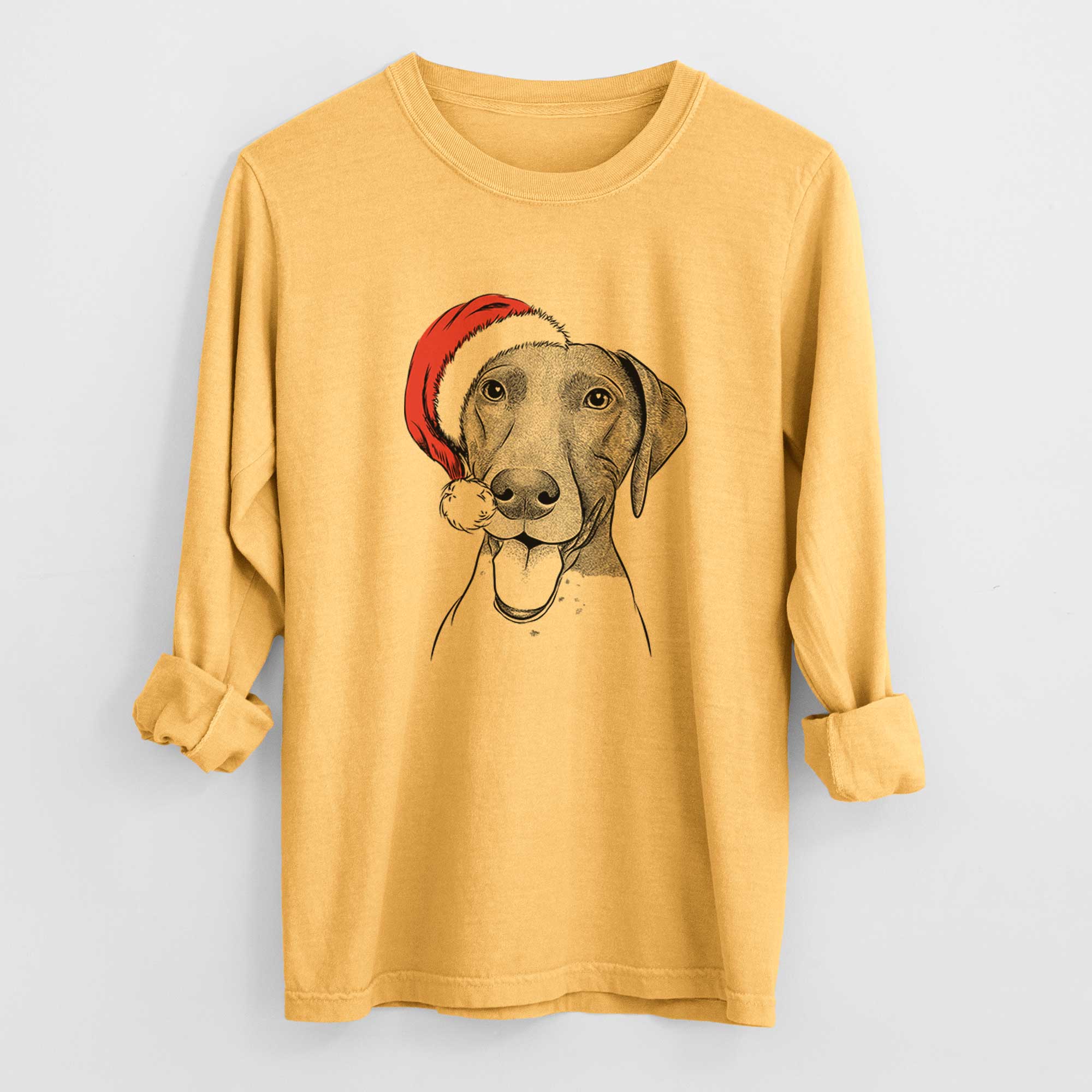 Santa Remi the German Shorthaired Pointer - Heavyweight 100% Cotton Long Sleeve