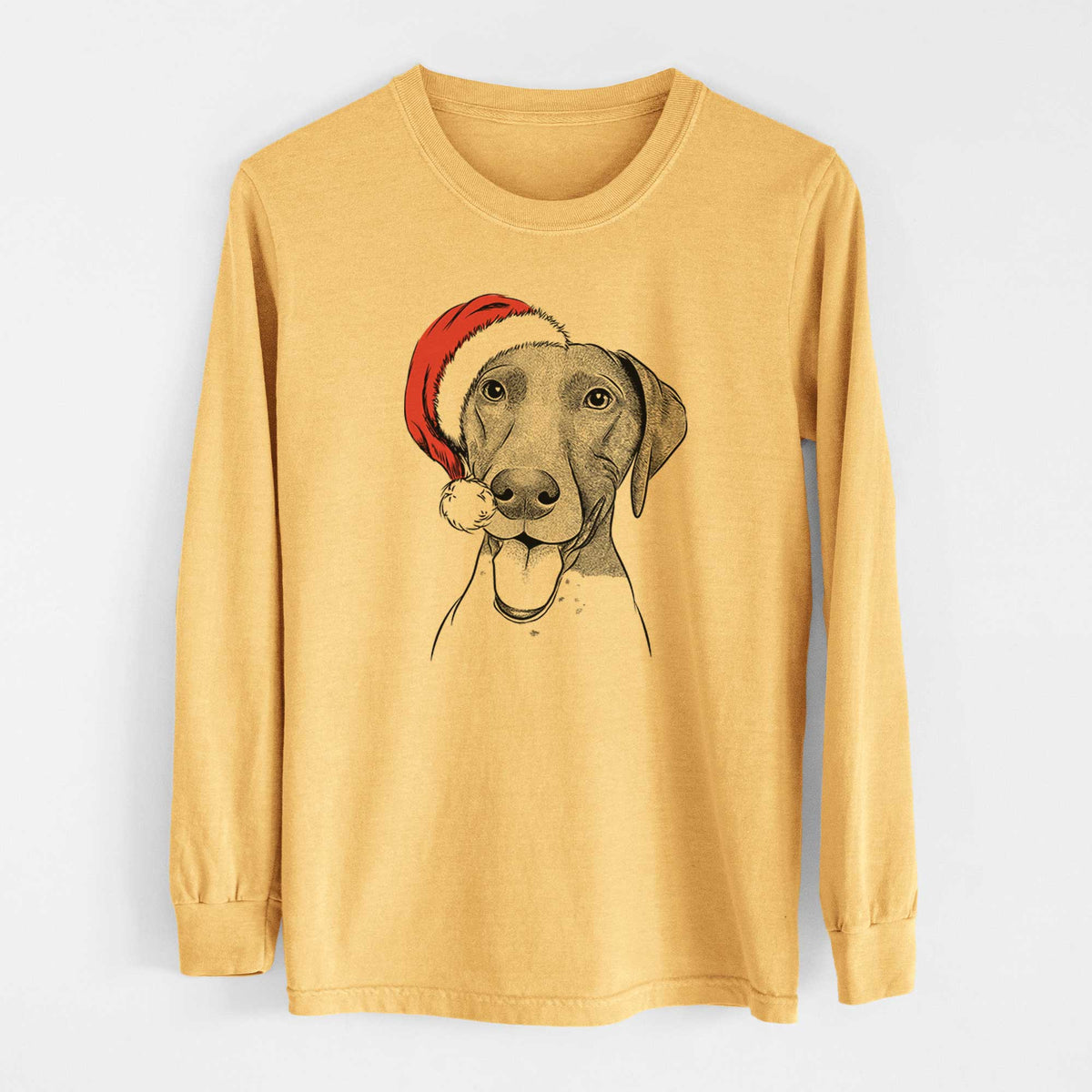 Santa Remi the German Shorthaired Pointer - Heavyweight 100% Cotton Long Sleeve