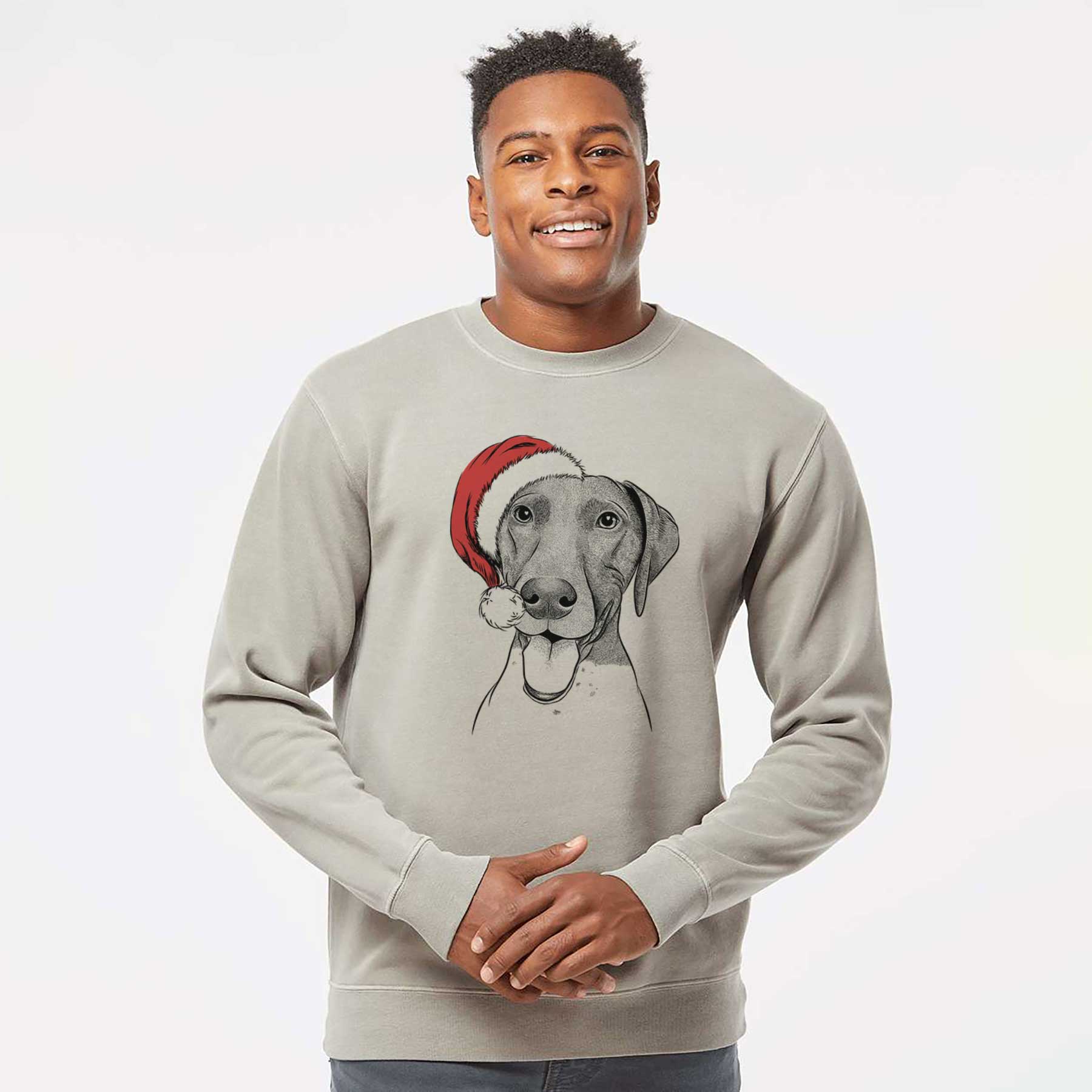 Santa Remi the German Shorthaired Pointer - Unisex Pigment Dyed Crew Sweatshirt