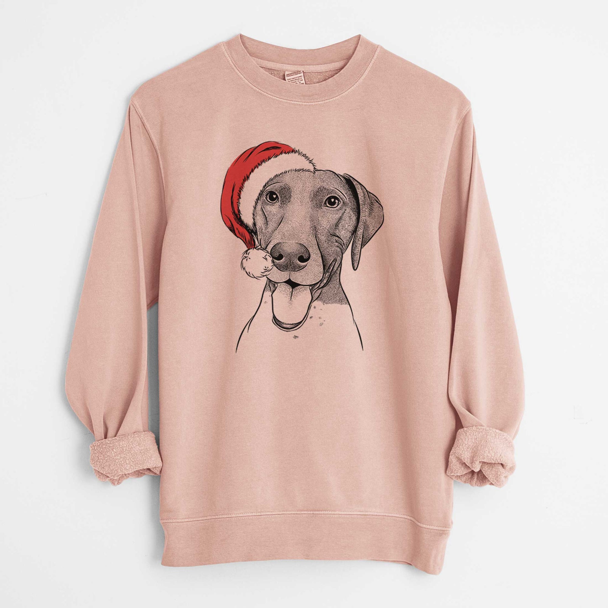 Santa Remi the German Shorthaired Pointer - Unisex Pigment Dyed Crew Sweatshirt