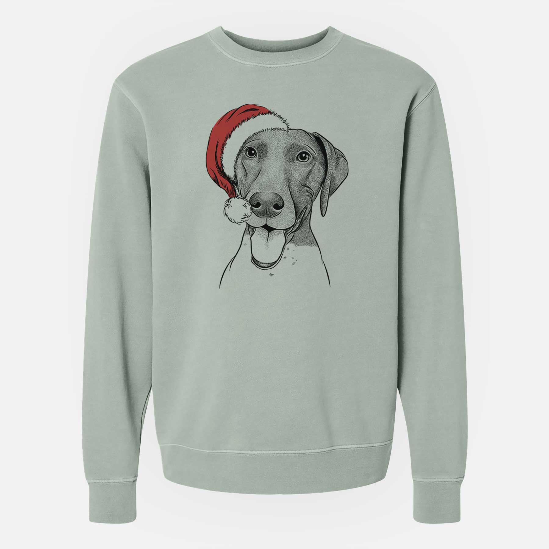 Santa Remi the German Shorthaired Pointer - Unisex Pigment Dyed Crew Sweatshirt