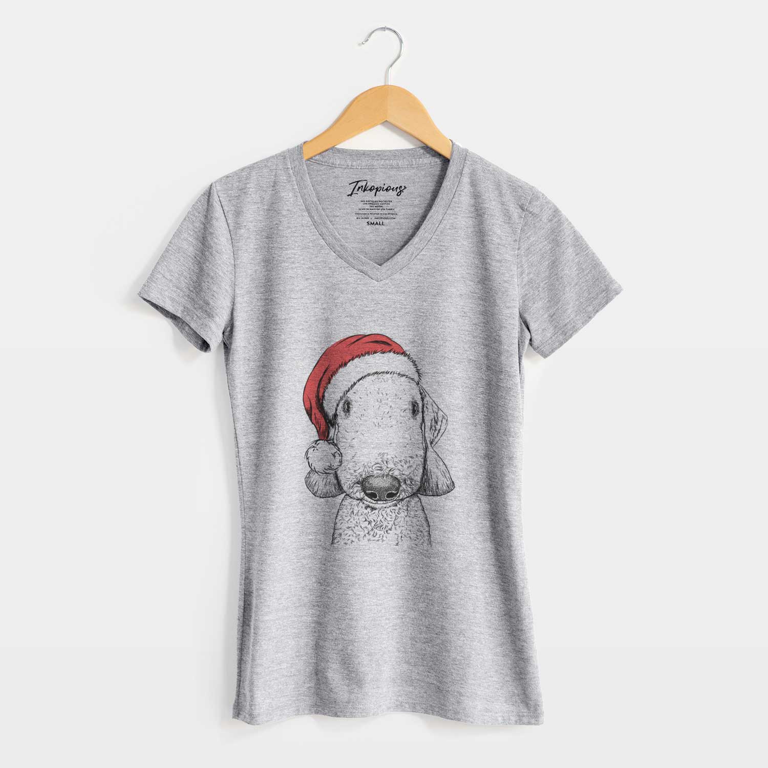 Santa Remington the Bedlington Terrier - Women's V-neck Shirt