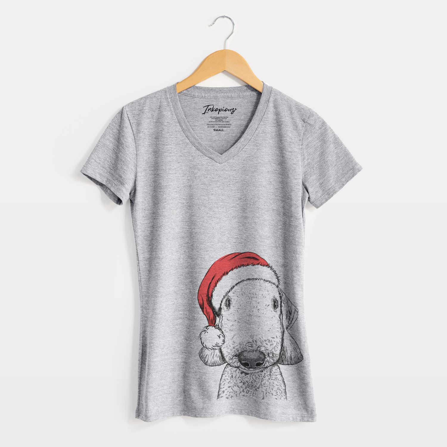 Santa Remington the Bedlington Terrier - Women's V-neck Shirt