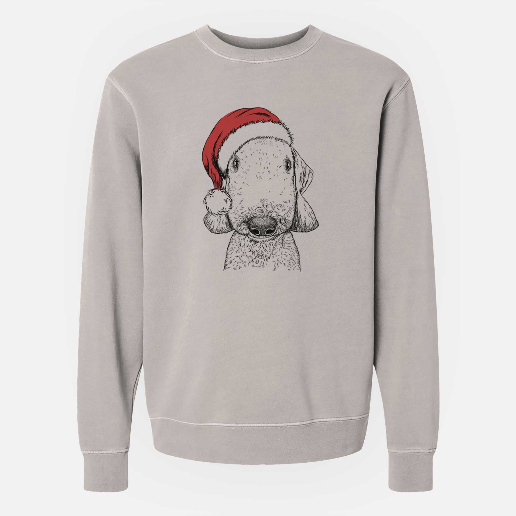 Santa Remington the Bedlington Terrier - Unisex Pigment Dyed Crew Sweatshirt