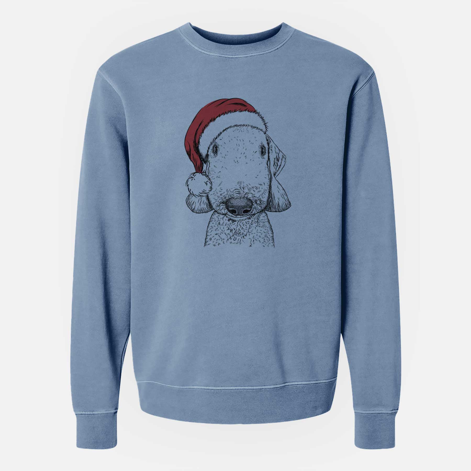 Santa Remington the Bedlington Terrier - Unisex Pigment Dyed Crew Sweatshirt