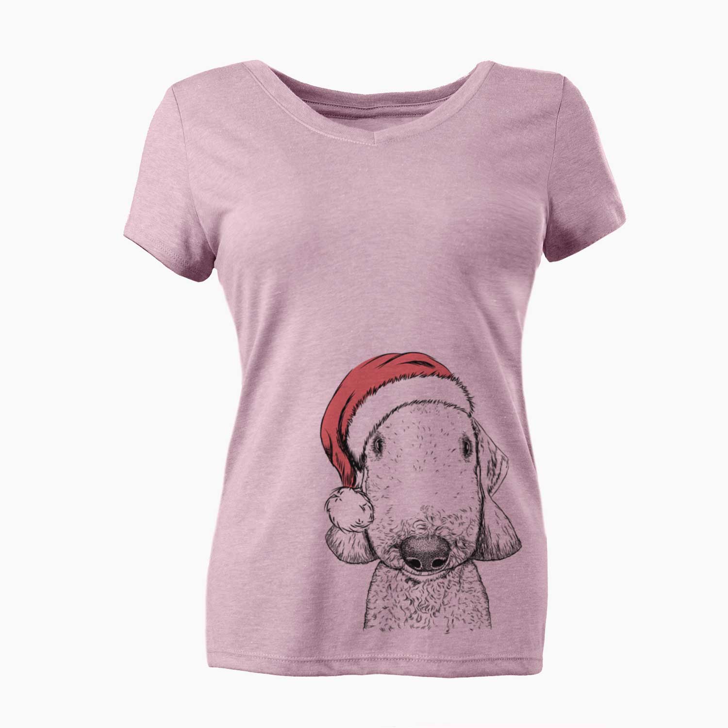 Santa Remington the Bedlington Terrier - Women's V-neck Shirt