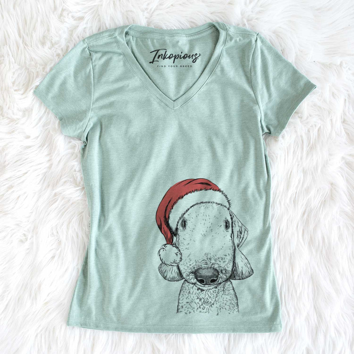 Santa Remington the Bedlington Terrier - Women&#39;s V-neck Shirt