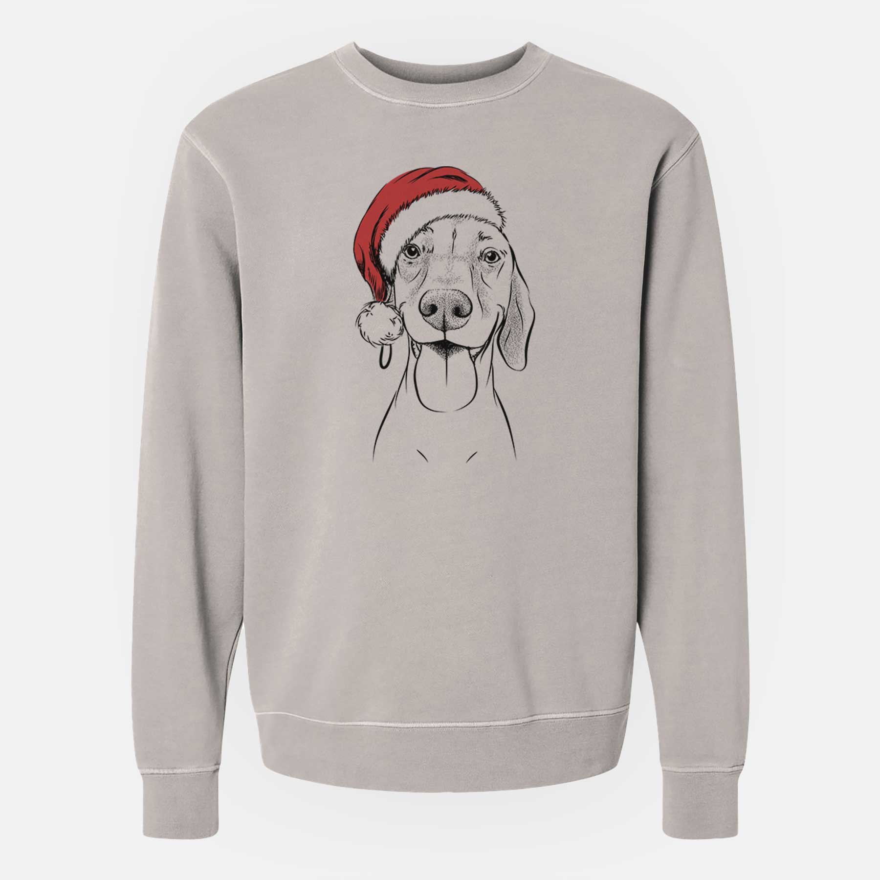 Santa Remington the Vizsla - Unisex Pigment Dyed Crew Sweatshirt