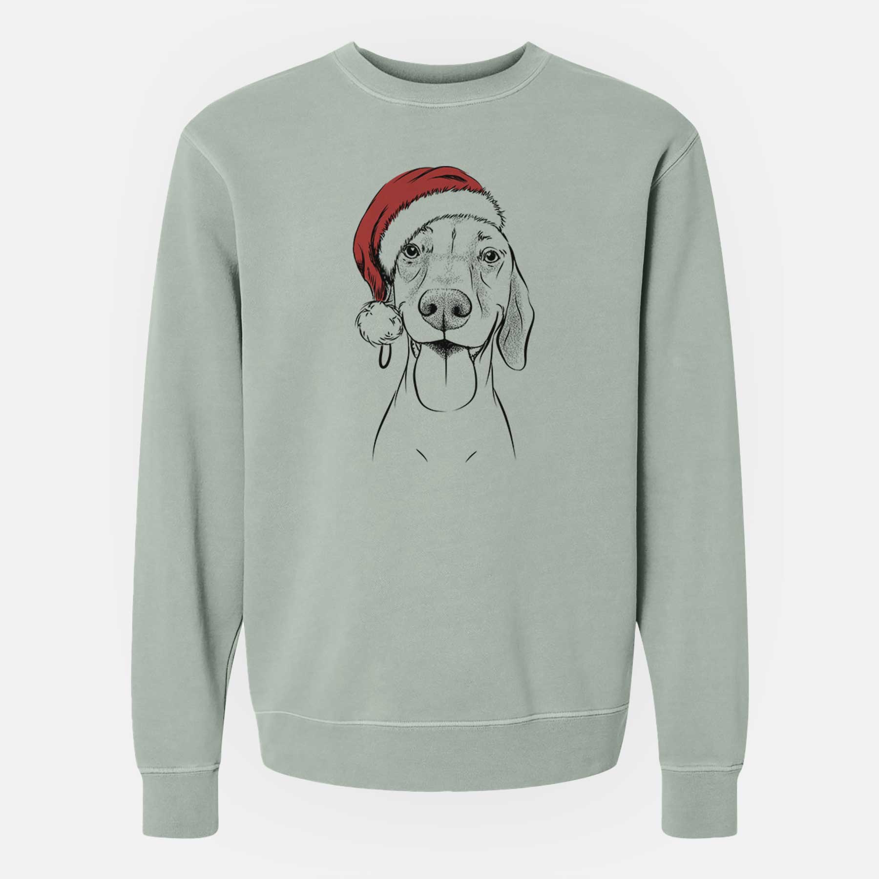 Santa Remington the Vizsla - Unisex Pigment Dyed Crew Sweatshirt