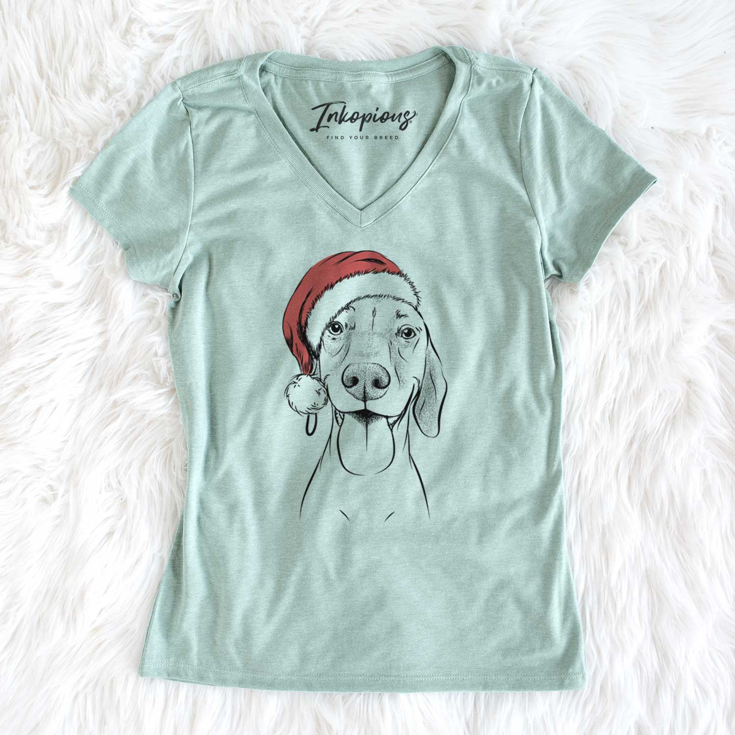 Santa Remington the Vizsla - Women's V-neck Shirt