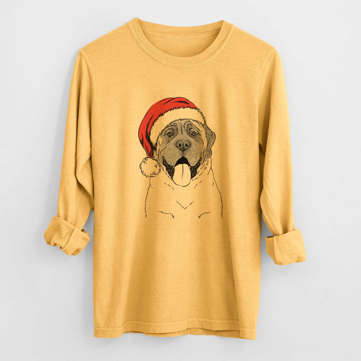Santa Remmie the English Mastiff - Heavyweight 100% Cotton Long Sleeve