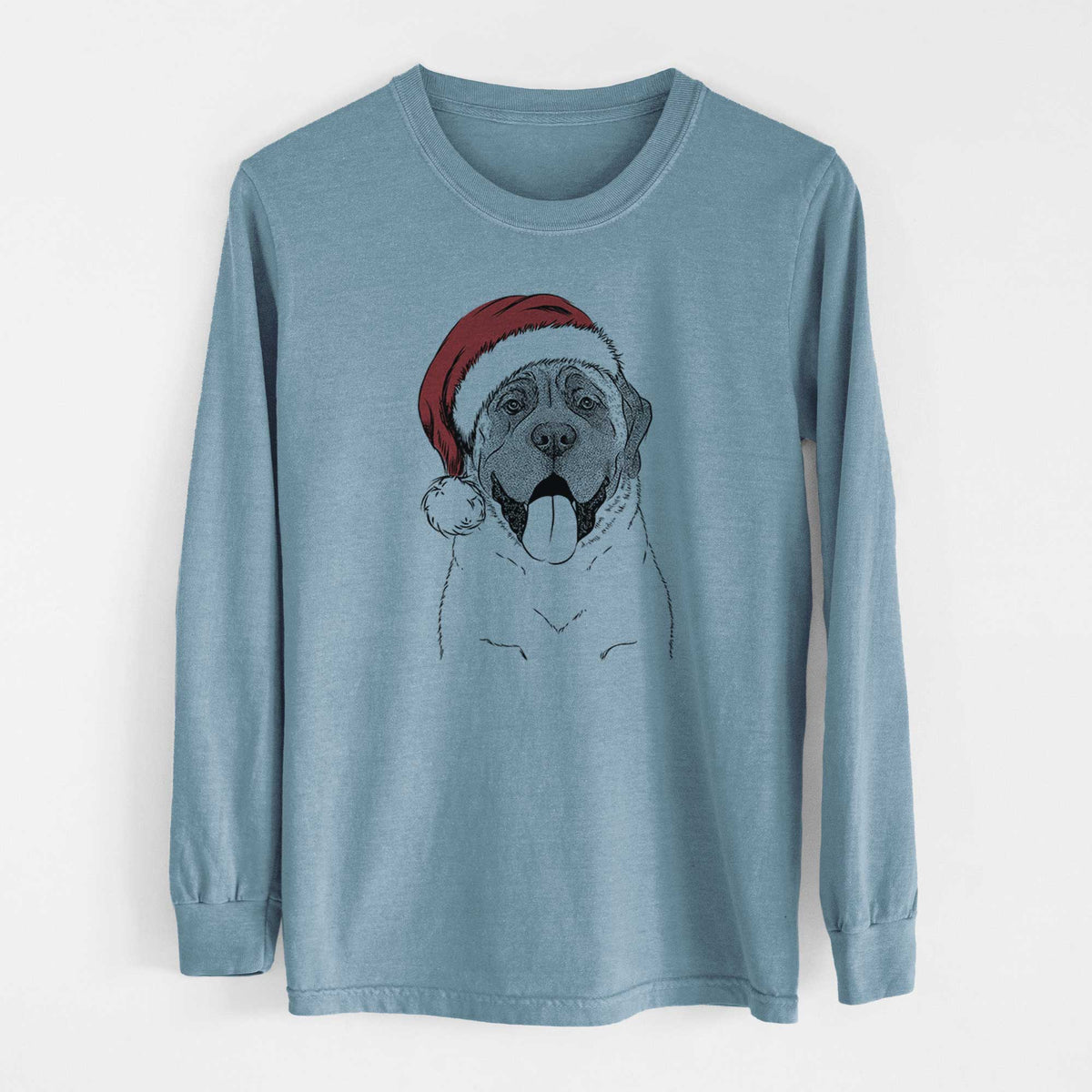 Santa Remmie the English Mastiff - Heavyweight 100% Cotton Long Sleeve