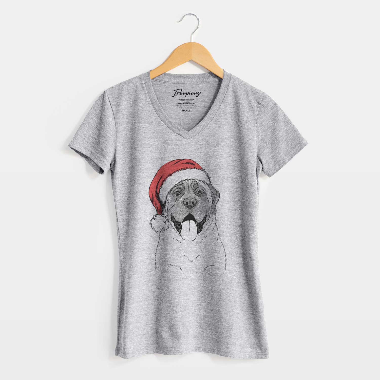 Santa Remmie the English Mastiff - Women's V-neck Shirt