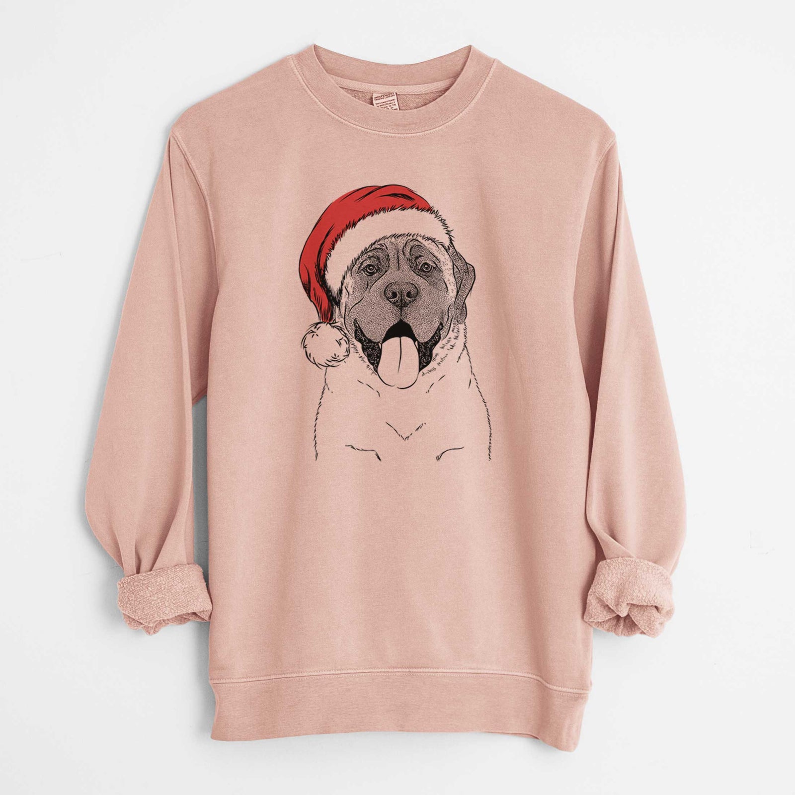 Santa Remmie the English Mastiff - Unisex Pigment Dyed Crew Sweatshirt