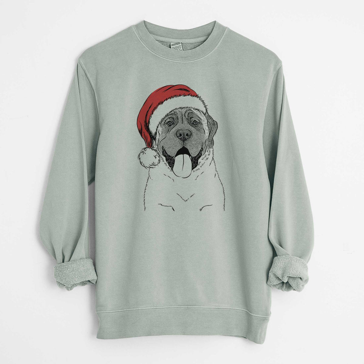 Santa Remmie the English Mastiff - Unisex Pigment Dyed Crew Sweatshirt