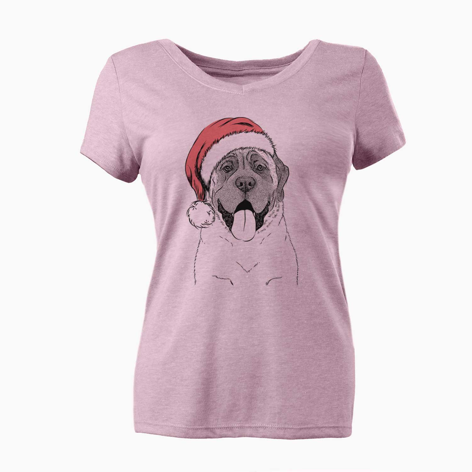 Santa Remmie the English Mastiff - Women's V-neck Shirt