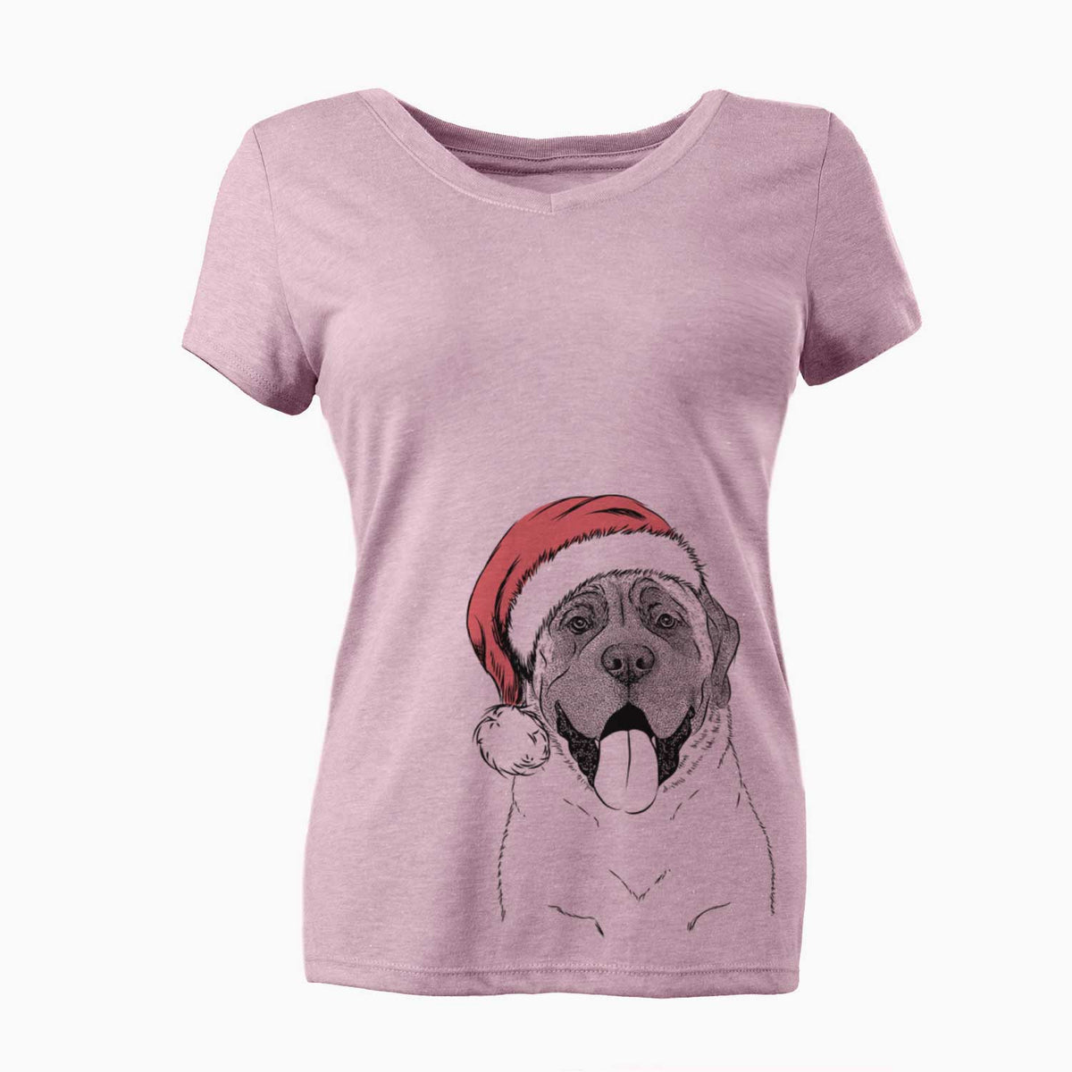 Santa Remmie the English Mastiff - Women's V-neck Shirt