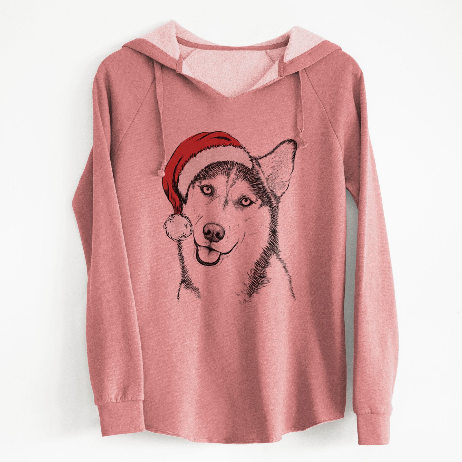 Santa Remmie the Siberian Husky - Cali Wave Hooded Sweatshirt