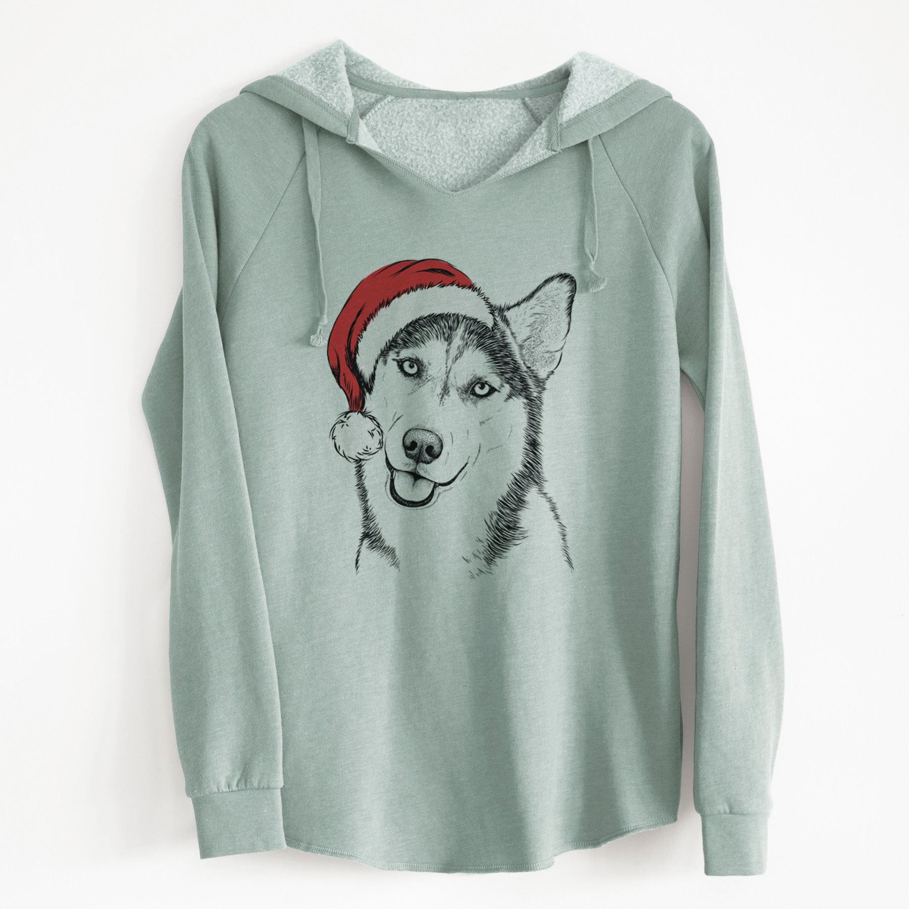 Santa Remmie the Siberian Husky - Cali Wave Hooded Sweatshirt