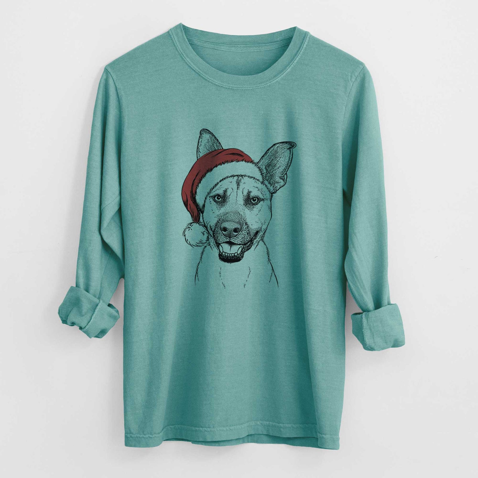 Santa Remus the German Shepherd Mix - Heavyweight 100% Cotton Long Sleeve
