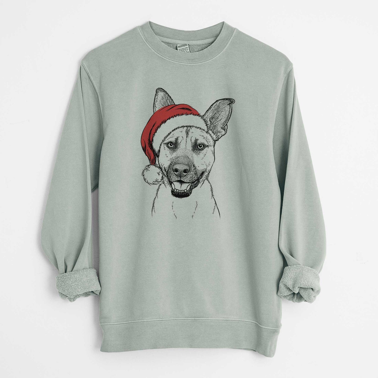 Santa Remus the German Shepherd Mix - Unisex Pigment Dyed Crew Sweatshirt