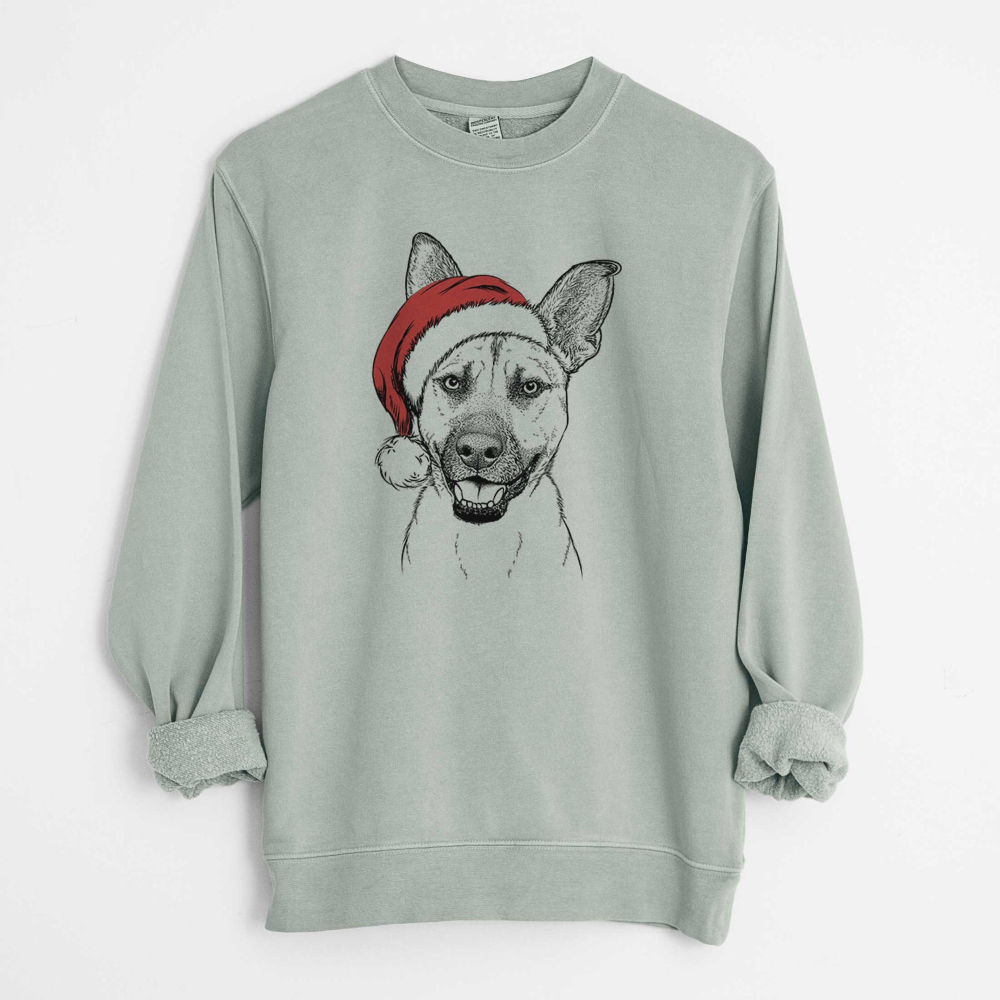 Santa Remus the German Shepherd Mix - Unisex Pigment Dyed Crew Sweatshirt