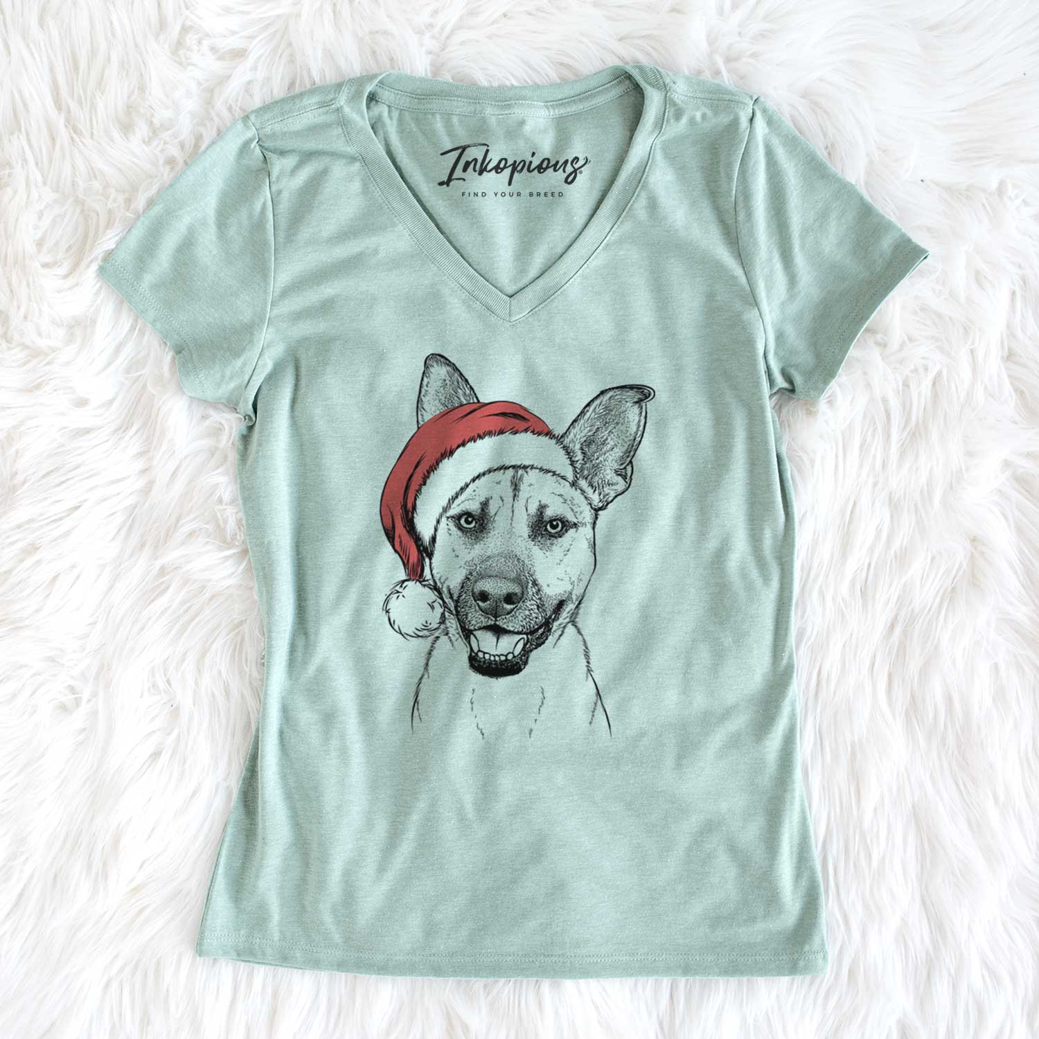 Santa Remus the German Shepherd Mix - Women's V-neck Shirt