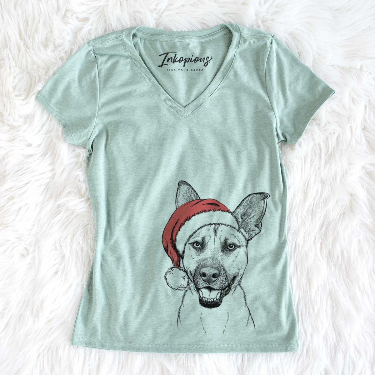 Santa Remus the German Shepherd Mix - Women&#39;s V-neck Shirt