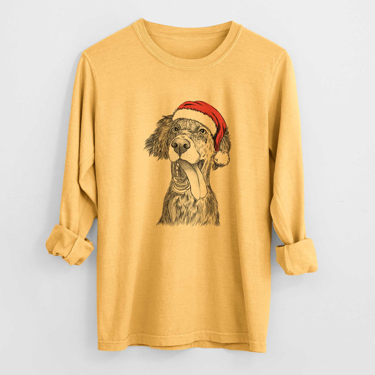 Santa Renly the English Setter - Heavyweight 100% Cotton Long Sleeve