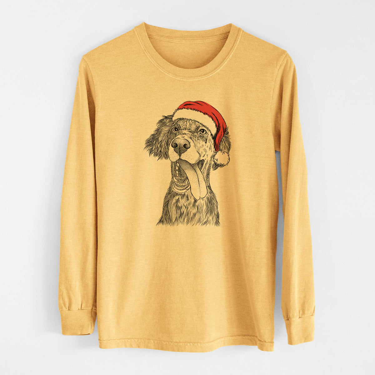 Santa Renly the English Setter - Heavyweight 100% Cotton Long Sleeve