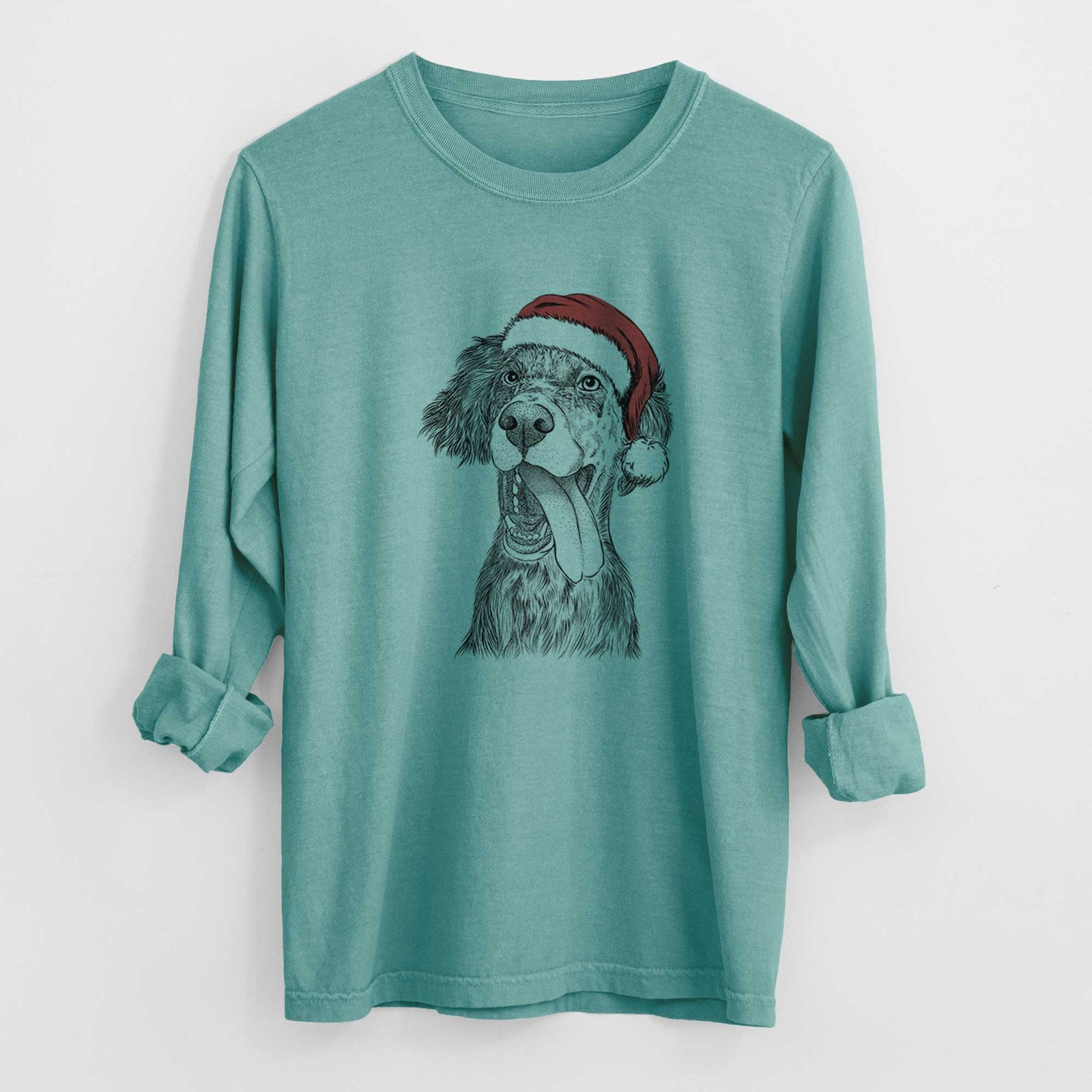 Santa Renly the English Setter - Heavyweight 100% Cotton Long Sleeve