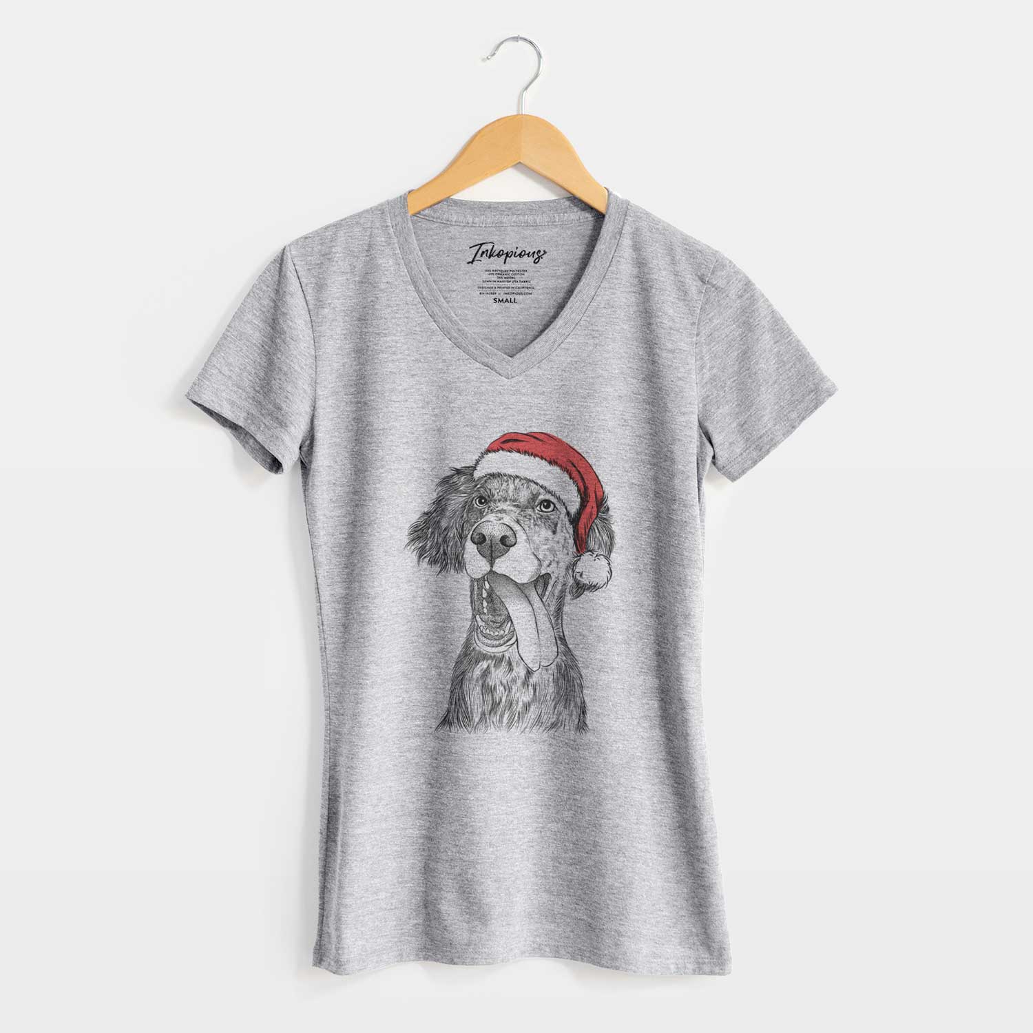 Santa Renly the English Setter - Women's V-neck Shirt