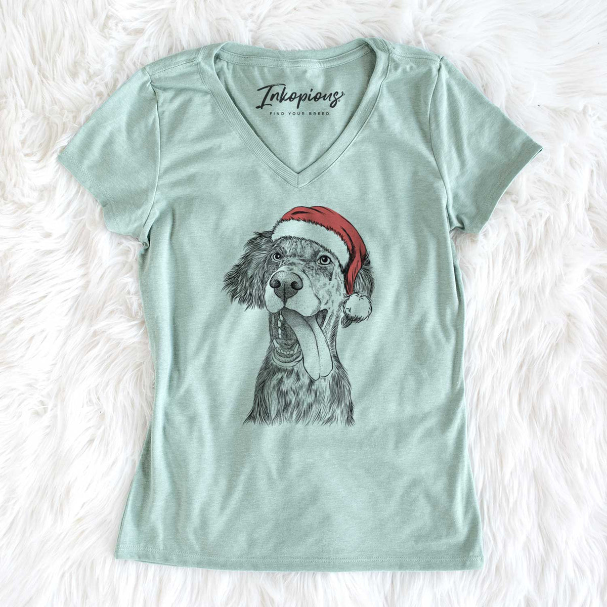 Santa Renly the English Setter - Women's V-neck Shirt