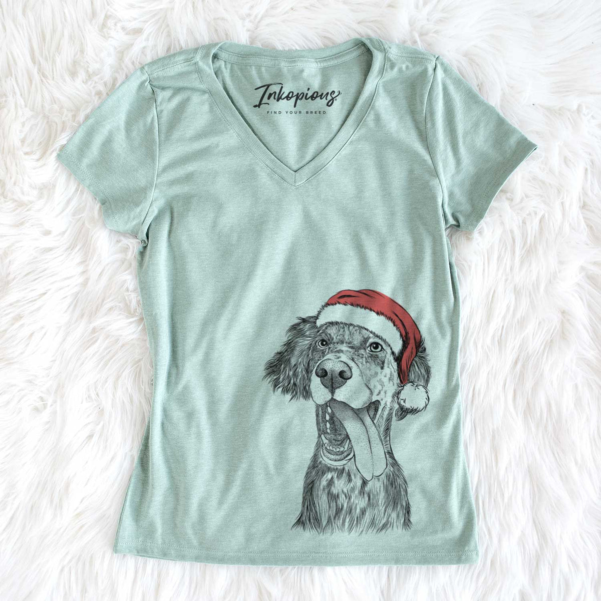 Santa Renly the English Setter - Women's V-neck Shirt
