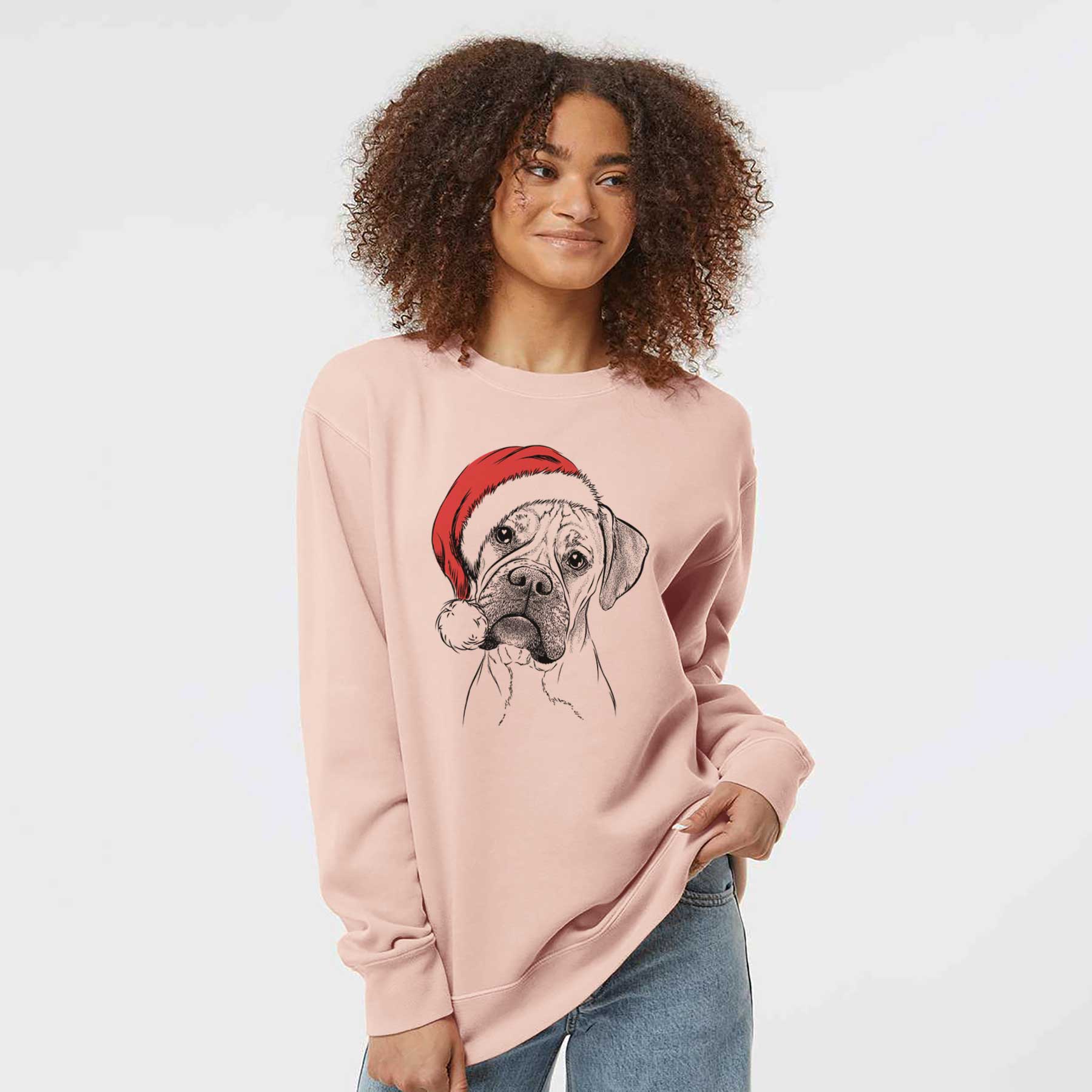 Santa Reuby the Boxer - Unisex Pigment Dyed Crew Sweatshirt