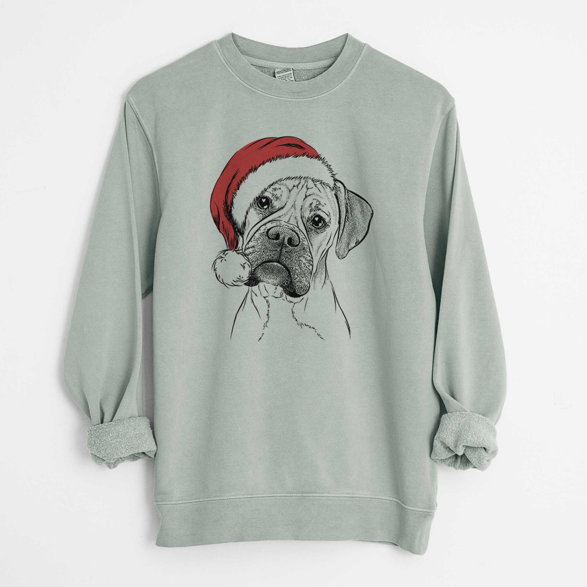 Santa Reuby the Boxer - Unisex Pigment Dyed Crew Sweatshirt