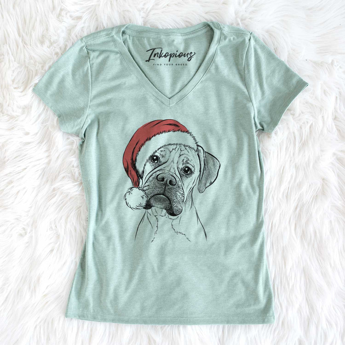 Santa Reuby the Boxer - Women's V-neck Shirt