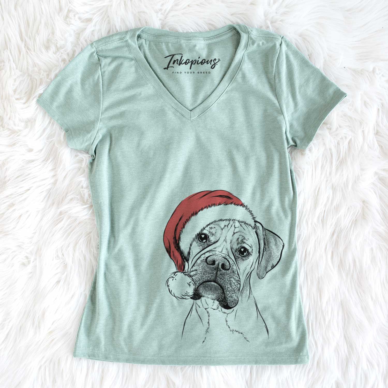 Santa Reuby the Boxer - Women's V-neck Shirt