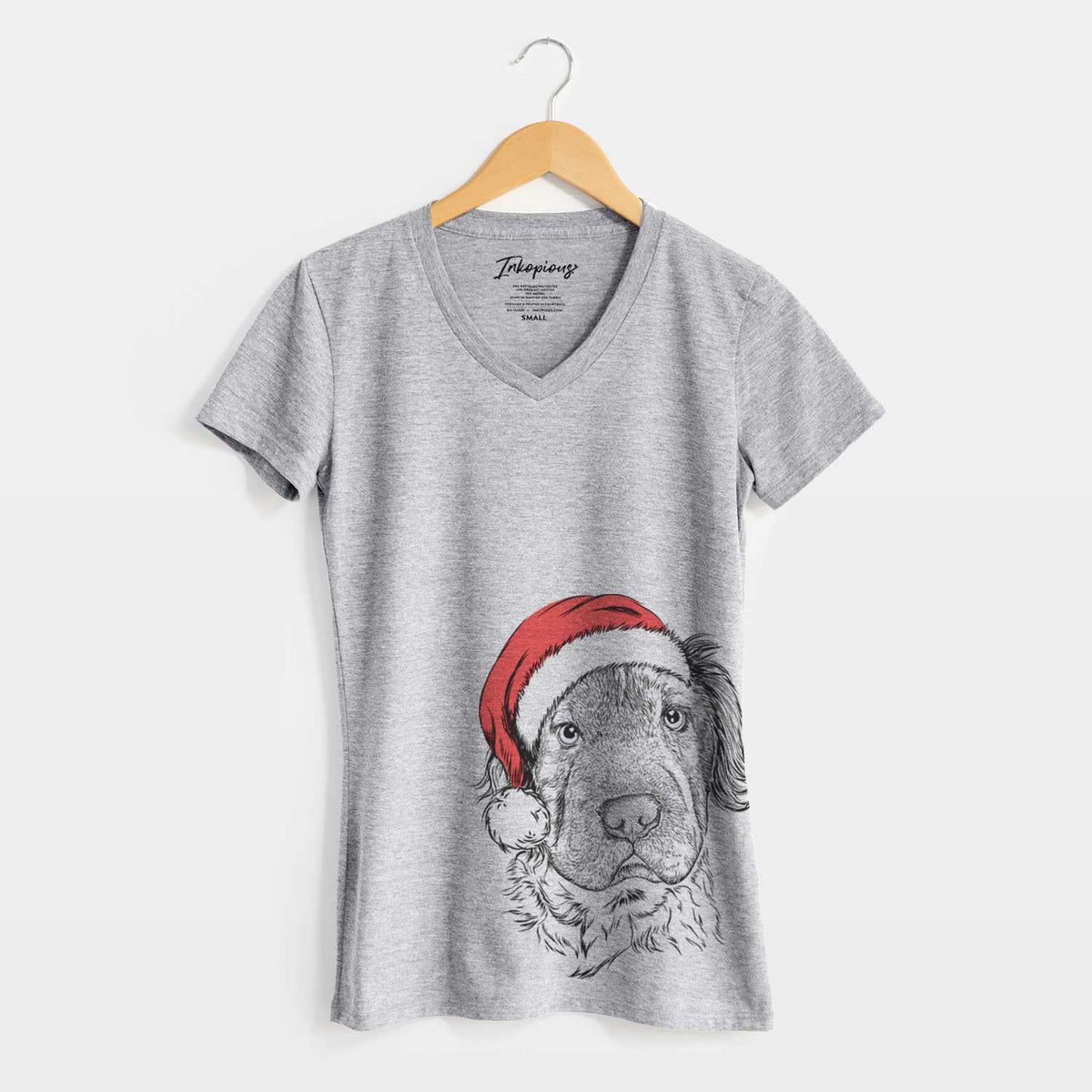 Santa Rex the Mini Hippo - Women's V-neck Shirt