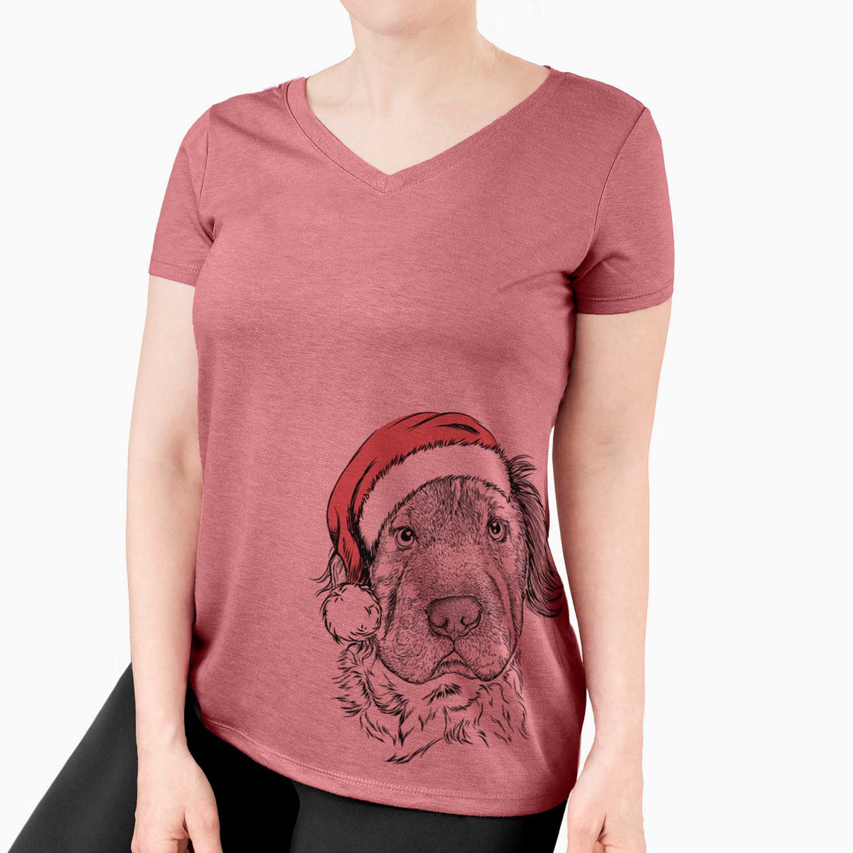 Santa Rex the Mini Hippo - Women's V-neck Shirt