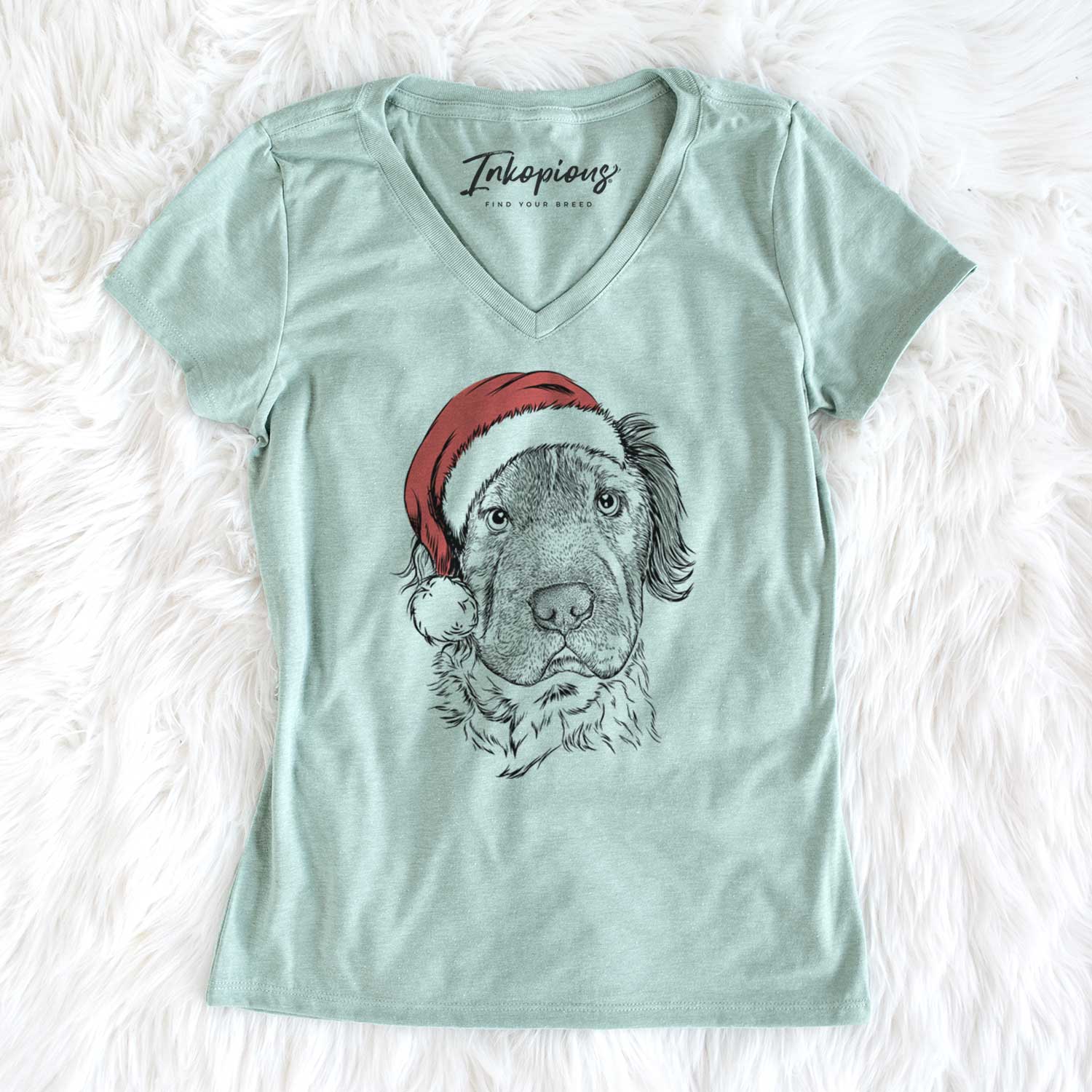 Santa Rex the Mini Hippo - Women's V-neck Shirt
